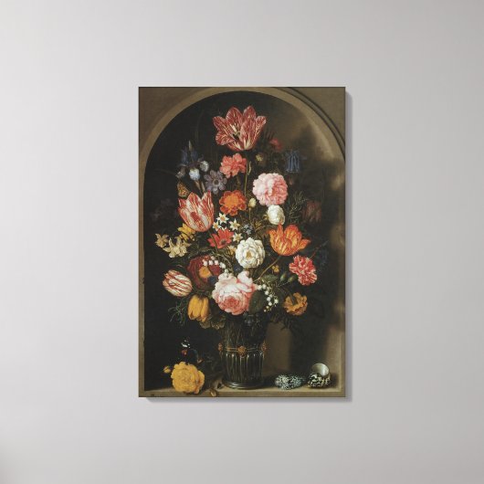 barokje, bloeiend stuk van Bosschaert, ouder Canvas Afdruk (Voorkant)