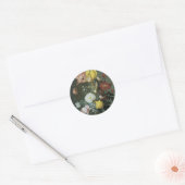 barokje, Bouquet van Bloemen in Glass Vase Ronde Sticker (Envelop)