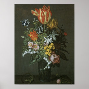 barokje, floral, nog steeds in bloei poster