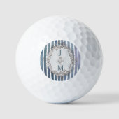 Barokke blauw-grijze Waterverf streep Golfballen (Voorkant)