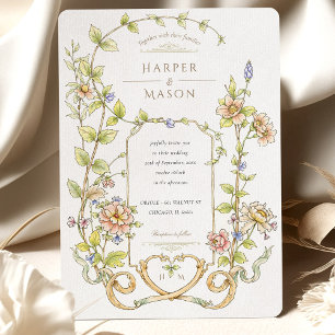 Barokke Bloemen Huwelijksuitnodiging Kaart