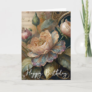 Barokke bloemen verjaardag kaart