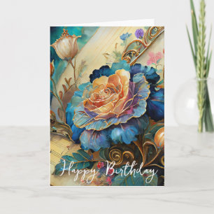 Barokke bloemen verjaardag kaart
