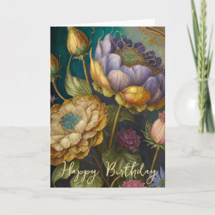 Barokke bloemen verjaardag kaart