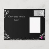 Barokke bruiloft uitnodigen zwart en wit uitnodiging briefkaart (Achterkant)