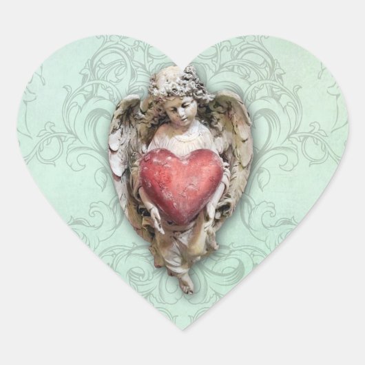 Barokke  Cherub met hart Hart Sticker (Voorkant)