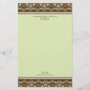 Barokke Damask Designer Stationery:: salie Briefpapier