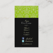 Barokke damast groen/zwart visitekaartje (Achterkant)