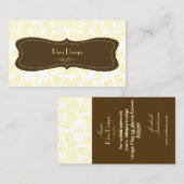 Barokke damast in crème/chocoladebruin visitekaartje (Voorkant / Achterkant)