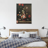 Barokke Floral-stilstaande bloemen in Vase Canvas Afdruk (Insitu (Slaapkamer))