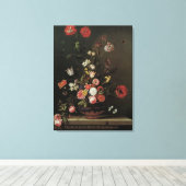 Barokke Floral-stilstaande bloemen in Vase Canvas Afdruk (Insitu (Houten vloer))