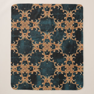 Barokke golden floral illustration patroon Sherpa Deken