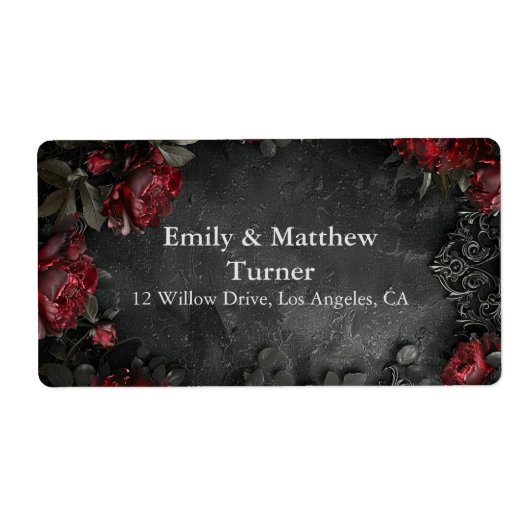 barokke gotische pioenen etiket (Voorkant)