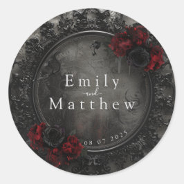 barokke gotische pioenen ronde sticker