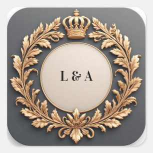 Barokke Gouden Kroon Lauwerkrans Frame ✨ Vierkante Sticker