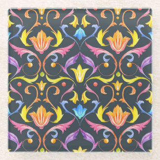 Barokke Helderheid: Kleurrijke Vintage Charme. Glazen Onderzetter