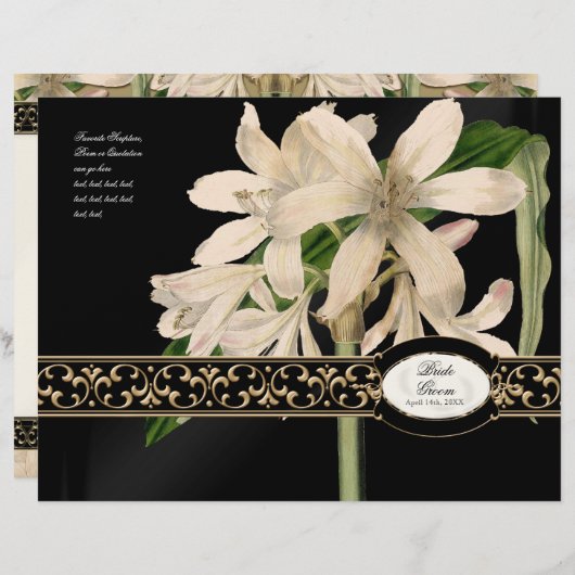 Barokke  Lily Gold Formal Wedding Program (Voorkant / Achterkant)