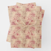  barokke marsala en gouden damast inpakpapier vel (In situ)