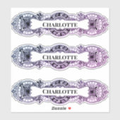 Barokke naam frame sticker (Vel)