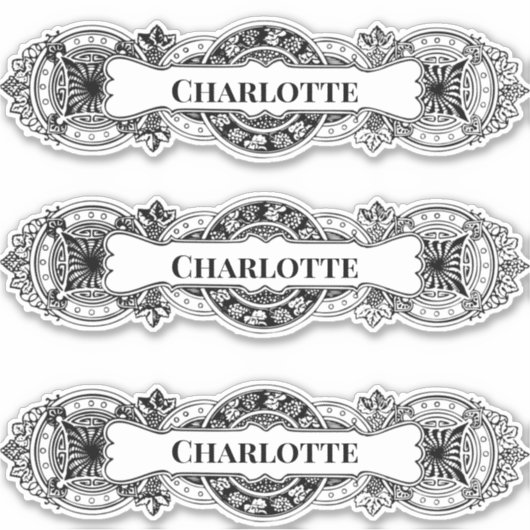  Barokke Naam Lijst Sticker (Voorkant)