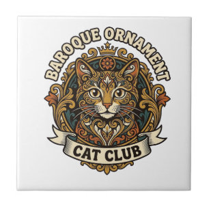 Barokke Ornament Kat Kat Liefhebber Cadeau - Barok Tegeltje
