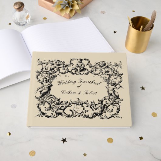  barokke Rococo Cherubs grens Gastenboek (Voorkant open)