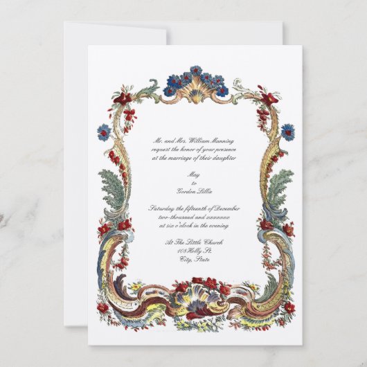 Barokke Rococo-kleurenFloral grens Kaart (Voorkant)