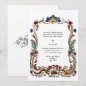 Barokke Rococo-kleurenFloral grens Kaart (Voorkant / Achterkant)