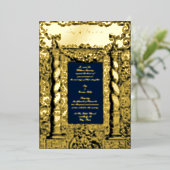 Barokke Solomonic Column Lijst Wedding Folie Uitnodiging (Staand Voorkant)
