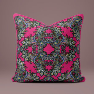 Barokke Splendor Kussen in Hot Pink