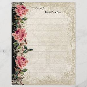 Barokke stijl vintage roze zwart en crème kant flyer