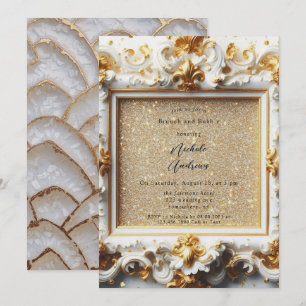 Barokke stijl Witte gouden brunch en bubbels Kaart