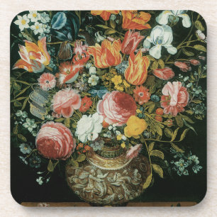  barokke stilstaande bloemen in een fase drankjes onderzetter