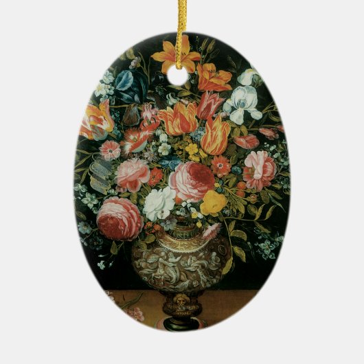  barokke stilstaande bloemen in een fase keramisch ornament (Voorkant)