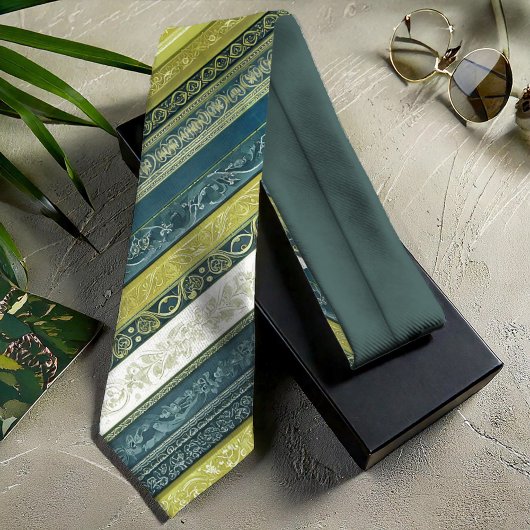 Barokke Strepen Groen ID1095 Stropdas