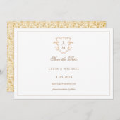 Barokke Wapen | Monogram Huwelijk Save The Date (Voorkant / Achterkant)