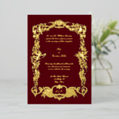  barokrococo bloemenkransen & cherubs folie uitnodiging (Staand Voorkant)