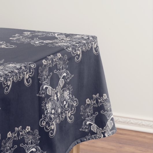barokstijl floral navy patroon . tafelkleed (Voorbeeld)