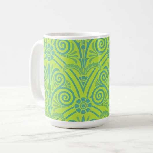 barokstijl Lime Green Blue Mok Cup (Voorkant links)