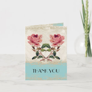 Barokstijl Vintage Roze Aqua Bedankkaartjes Bedankkaart