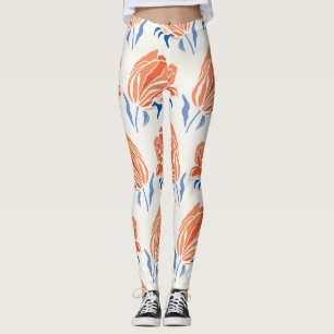 Baroktulp: Botanische Vintage Linocut Leggings