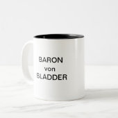 BARON von BLADDER Tweekleurige Koffiemok (Voorkant links)