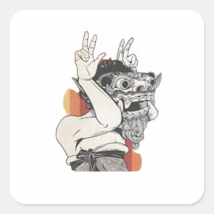 Barong Peekaboo Vierkante Sticker