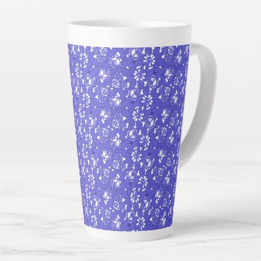 Baronstaal - blauw bloempatroon latte mok (Rechterhoek)