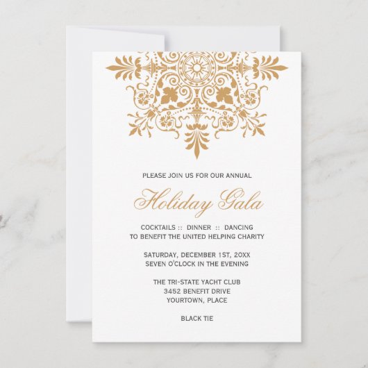 Baroque Amber Ornamental Holiday Gala Kaart (Voorkant)