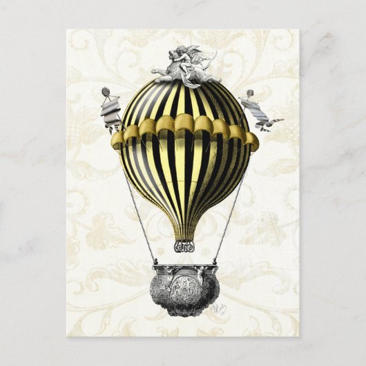Baroque ballon Black Yellow Briefkaart (Voorkant)