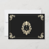 Baroque Black Gold Wedding RSVP Kaartje (Achterkant)