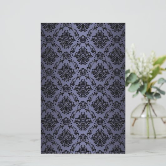 Baroque Blue Victoriaans Scrapbook Paper Briefpapier (Staand voorkant)