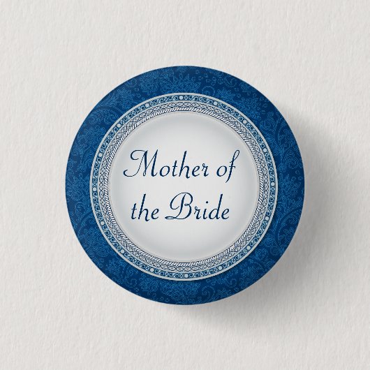 Baroque Cobalt Plaque Wedding Role Button (Voorkant)