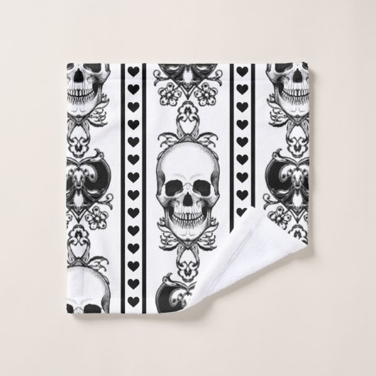 Baroque Crâne Motif blanc (Gant de toilette)